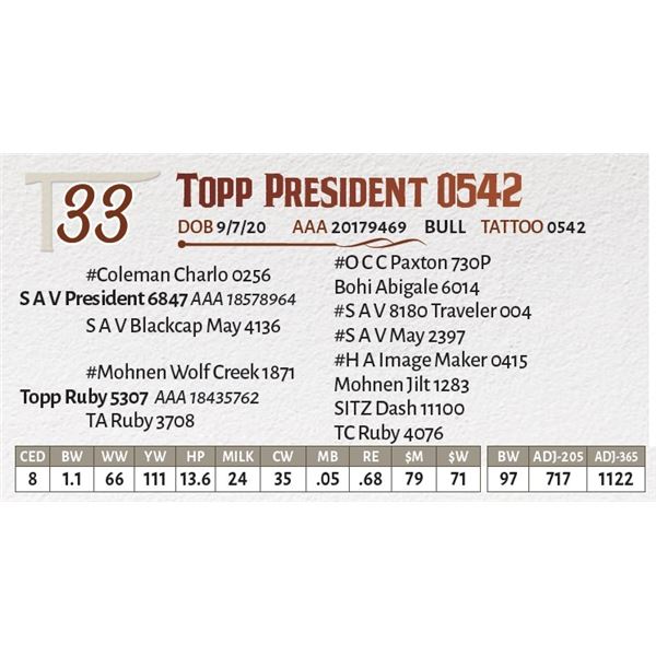 OUT OF SALE - Topp President 0542