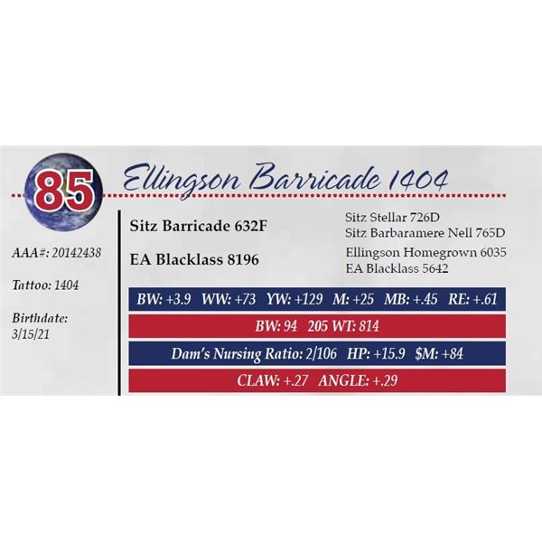 OUT OF SALE - ELLINGSON BARRICADE 1404