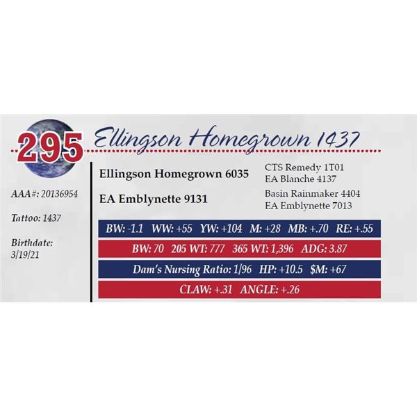 OUT OF SALE - ELLINGSON HOMEGROWN 1437