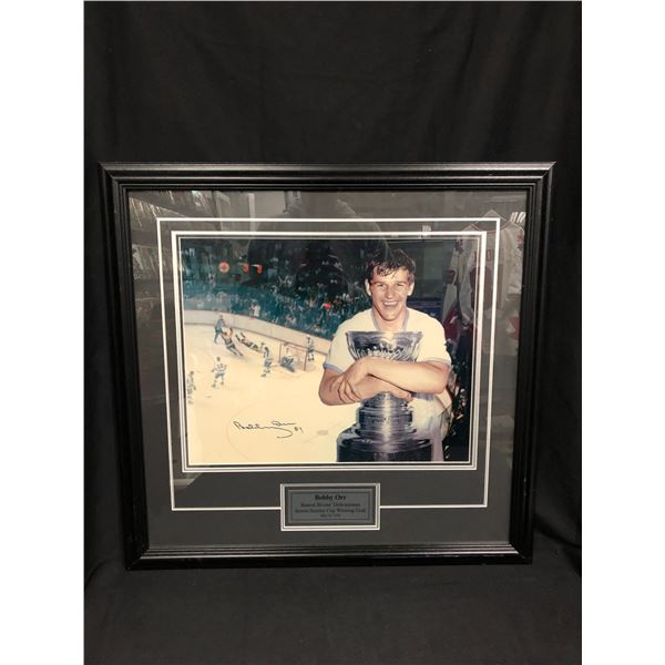 BOBBY ORR SIGNED 20 X 24 CUSTOM FRAMED DISPLAY (GNR COA)