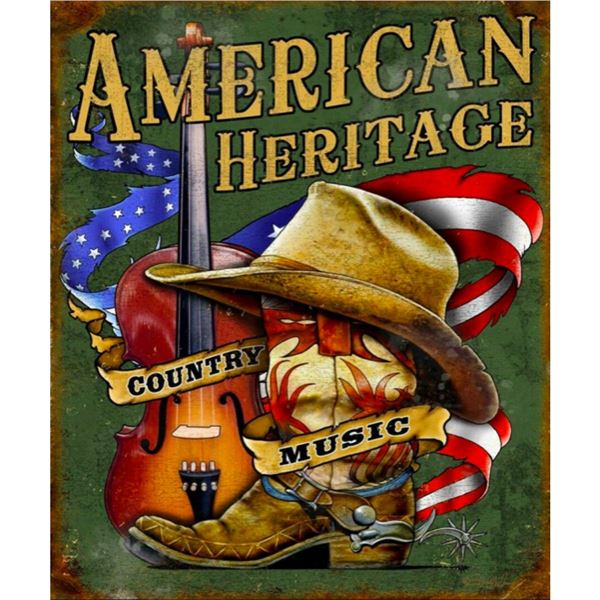 American Heritage Country Music Metal Pub Bar Sign