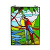 Image 1 : Macaw Lovebirds Stained Art Glass Window Panel