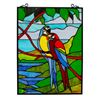 Image 2 : Macaw Lovebirds Stained Art Glass Window Panel