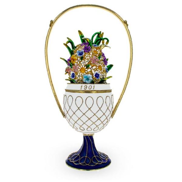 Basket of Flowers Russian Royal Trinket Jewel Box Egg