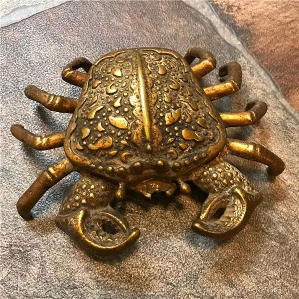 Vintage Brass Crab Trinket Box