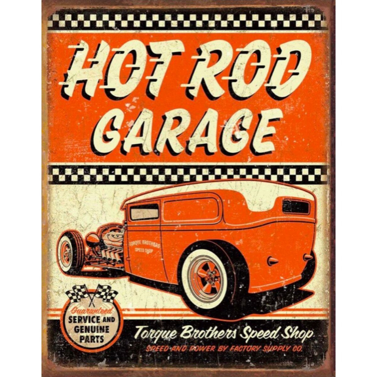 Hot Rod Garage Metal Sign