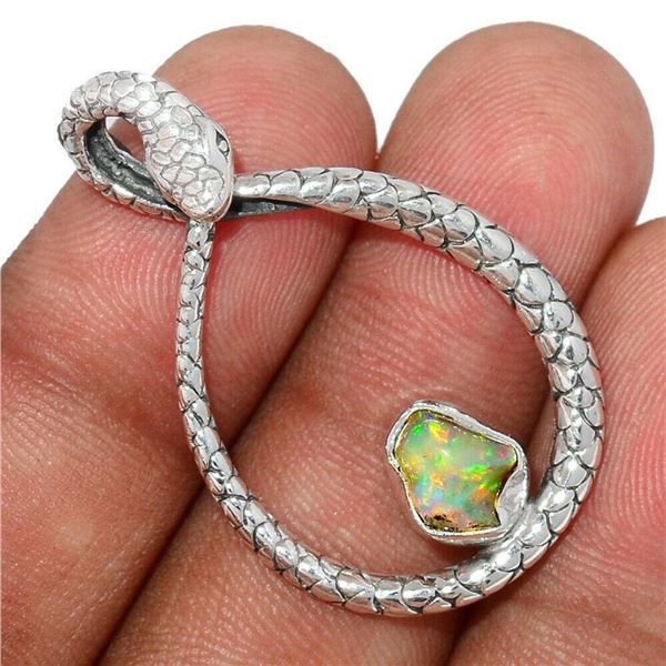 Sterling Silver Opal Snake Pendant