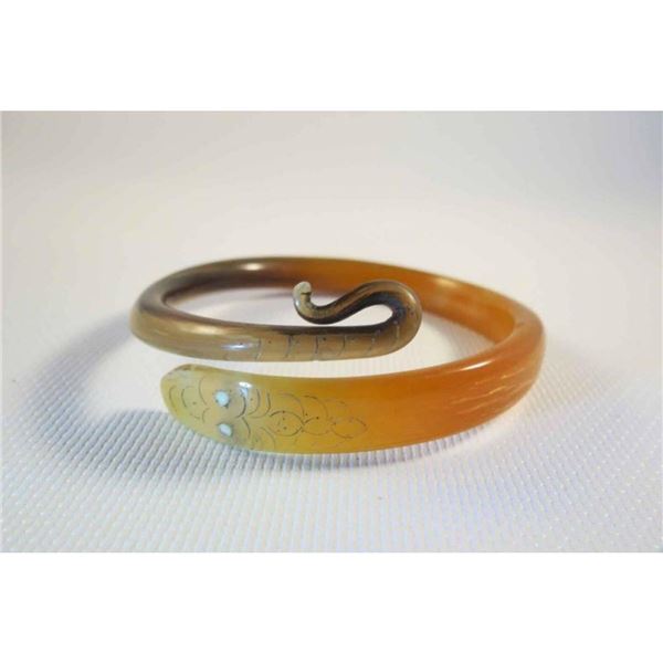 Vintage Carved Horn Snake Bracelet