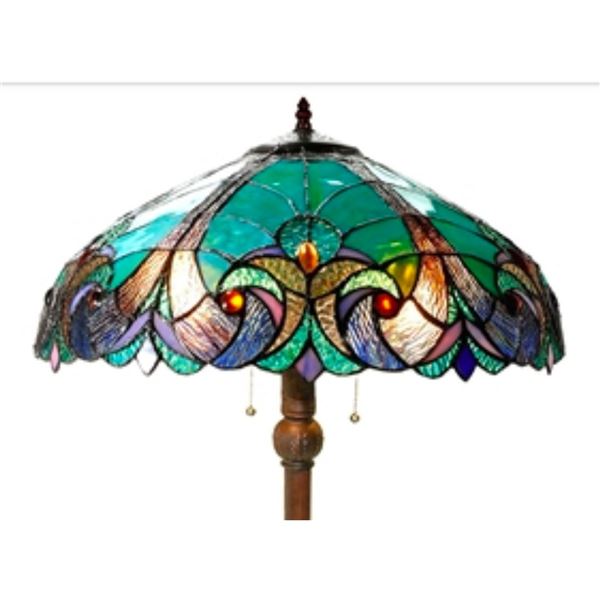 Victorian Style Stained Art Glass Floor Lamp
