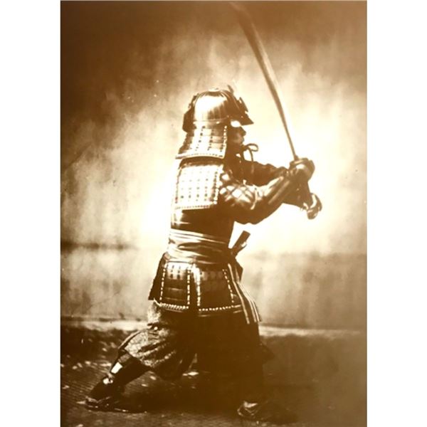 Samurai With Raised Katana Sword Photo Print