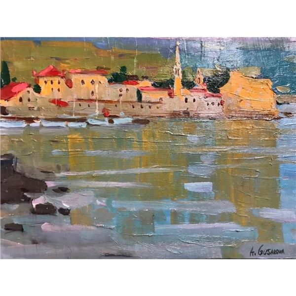 Anna Gusarova, Impressionist Summer Sunset Oil Painting