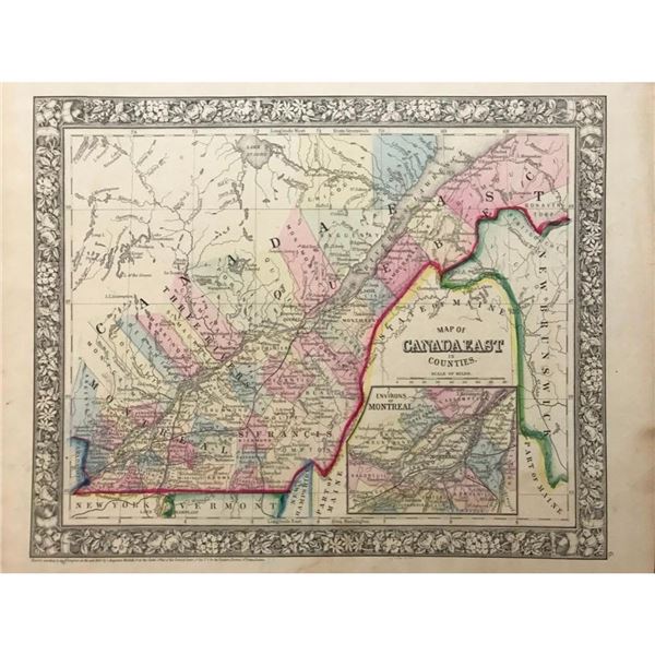 19thc Copper Engraving, Map of Canada East