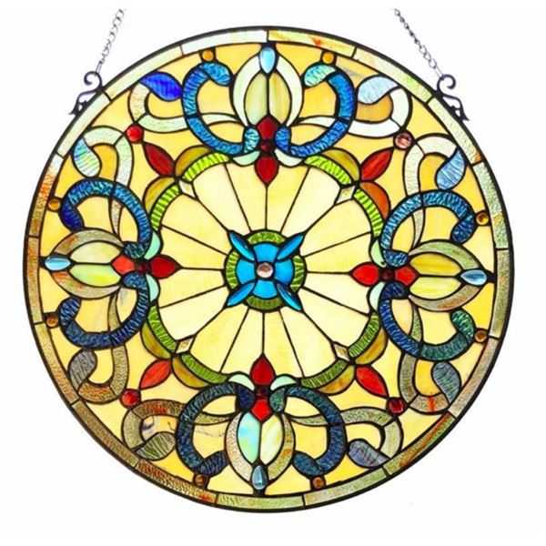 Victorian Style Stained Art Glass Window Panel