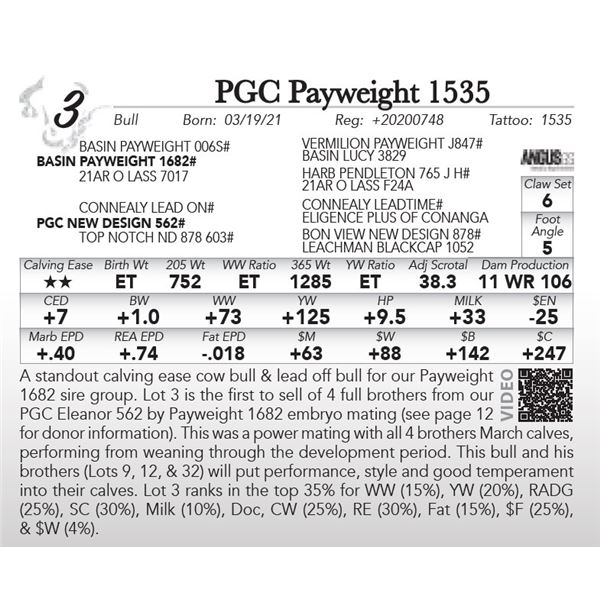 OUT OF SALE - PGC Payweight 1535
