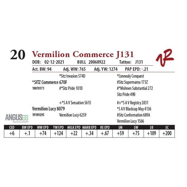 OUT OF SALE - VERMILION COMMERCE J131