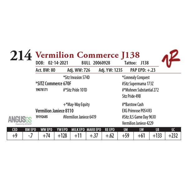 OUT OF SALE - VERMILION COMMERCE J138