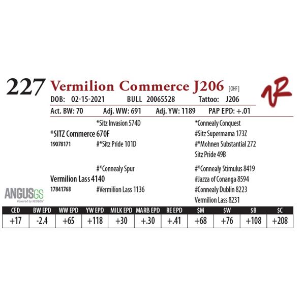OUT OF SALE - VERMILION COMMERCE J206