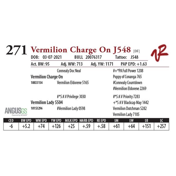 VERMILION CHARGE ON J548