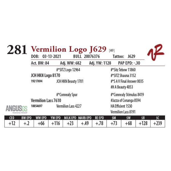 VERMILION LOGO J629