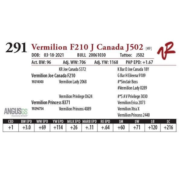 VERMILION F210 J CANADA J502