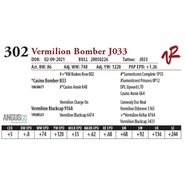 VERMILION BOMBER J033