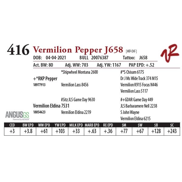 VERMILION PEPPER J658