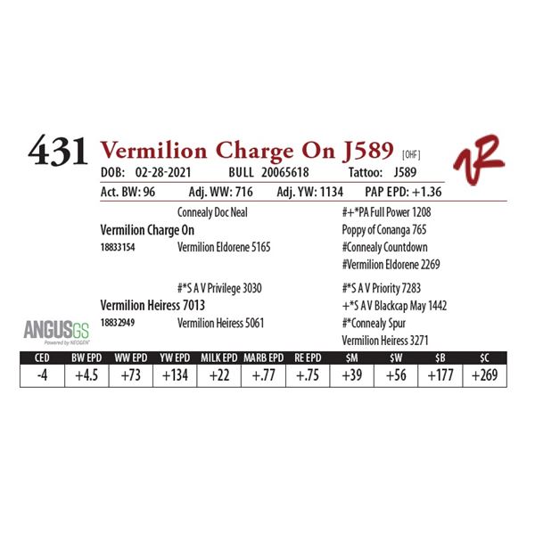 VERMILION CHARGE ON J589