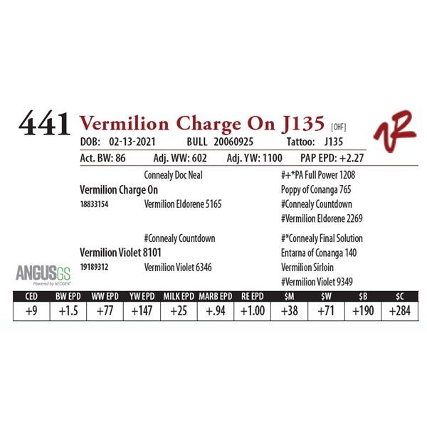 OUT OF SALE - VERMILION CHARGE ON J135