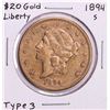 Image 1 : 1894-S $20 Liberty Head Double Eagle Gold Coin