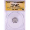 Image 1 : 2014 Proof 1/10 oz Platinum JFK Apollo 11 Anniversary Medal ANACS MS68