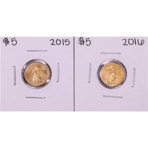 Lot of 2015-2016 $5 American Gold Eagle Coins