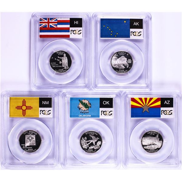 2008-S Silver Proof State Quarter (5) Coin Set PCGS PR69DCAM