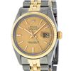 Image 2 : Rolex Mens Two Tone Champagne Linen Index Datejust Wristwatch Oyster Perpetual