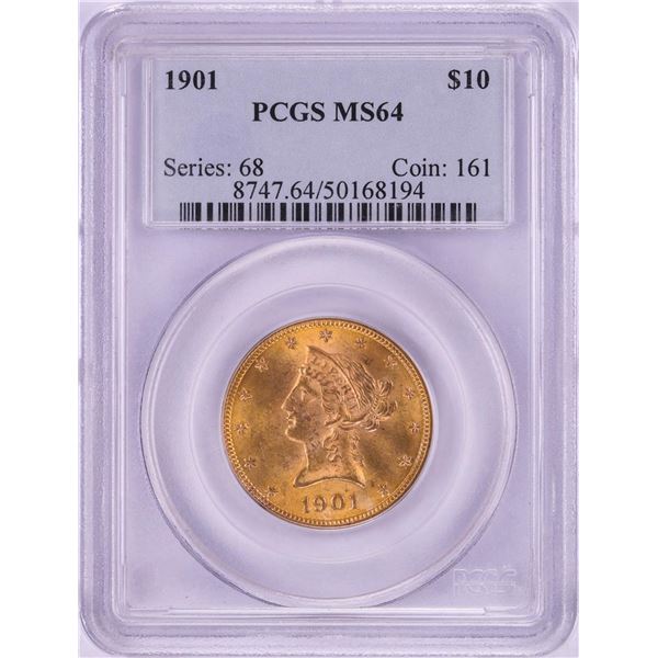 1901 $10 Liberty Head Eagle Gold Coin PCGS MS64