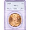 Image 1 : 1927 $20 St. Gaudens Double Eagle Gold Coin PCGS MS62 Green Rattler Holder