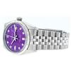 Image 8 : Rolex Men's Stainless Steel Purple Diamond Datejust Oyster Perpetual Wristwatch