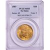 Image 1 : 1907 No Motto $10 Indian Head Eagle Gold Coin PCGS MS63