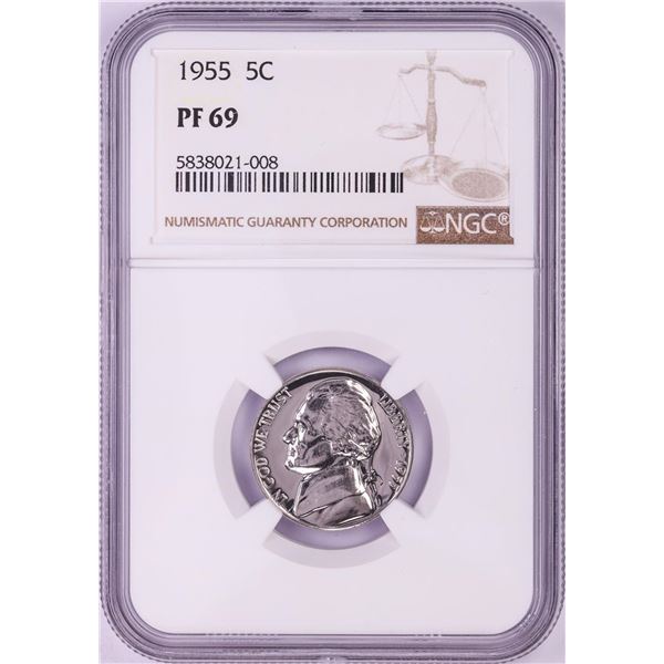 1955 Proof Jefferson Nickel Coin NGC PF69