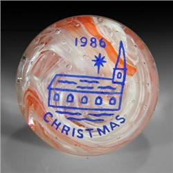 Millville 1986 Christmas church paperweight