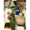 Image 1 : Vintage Two Headed Lamp, misc. collection of pottery, drums and jugs