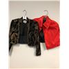 Image 1 : Ladies Dress Jackets  (2 Qty) Nah Nah Collection - Size 10 - Black Velvet with Print / Other Red Sat