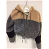 Image 3 : Hollister Ladies Hooded  Fuzzy Jacket - Size S ( Beige, Grey and Black Stripes)