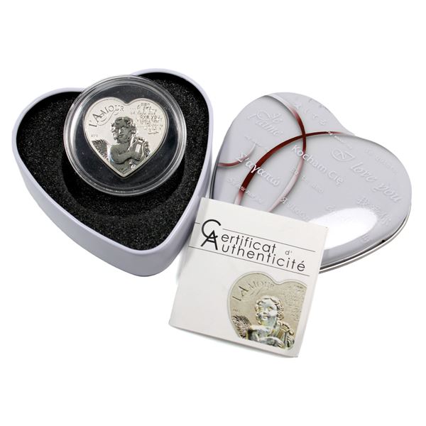 Just in Time for Valentines Day! 2013 Cameroon 1000 Francs CFA, Heart of Love, Hologram Sterling Sil