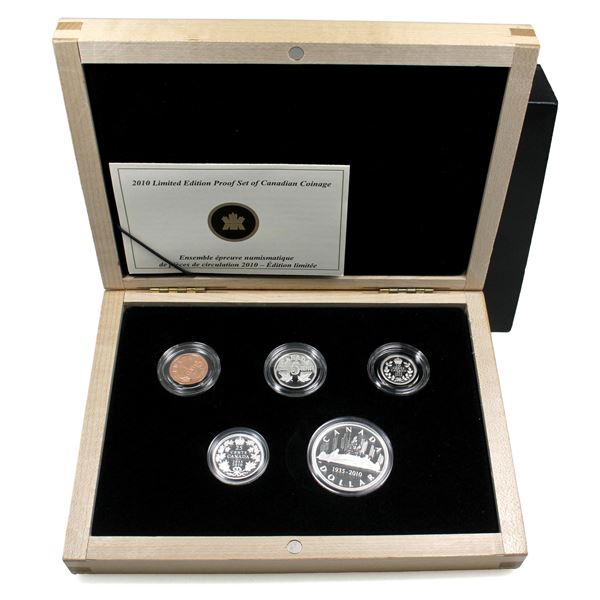 2010 The Royal Canadian Mint-Canada's Voyageur Dollar Anniversary Limited Edition 5-coin Proof Set. 
