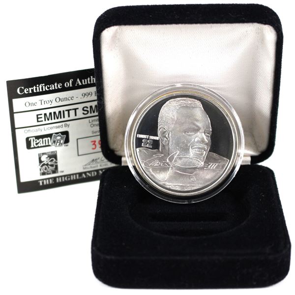 1996 The Highland Mint - Limited Edition - Emmitt Smith 1oz .999 Fine Silver Medallion (Tax Exempt).