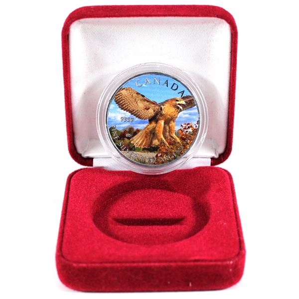 Rare! 2015 Canada $5 Birds of Prey-Red-Tailed Hawk 1oz .999 Fine Silver Coin (Tax Exempt). RCM issue