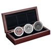 Image 1 : 2015 The Royal Canadian Mint $25 Singing Moon Mask .999 Fine Silver 3-Coin Set. Set includes Singing
