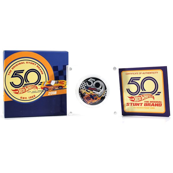 2018 Tuvalu-Perth Mint $1 50th Anniversary of Hot Wheels 1oz. .999 Fine Silver Coin (Tax Exempt). Co