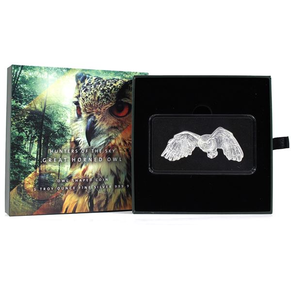 2020 Solomon Islands-PAMP Suisse $2 Hunters of the Sky-Great Horned Owl 1oz .999 Fine Silver Owl-Sha