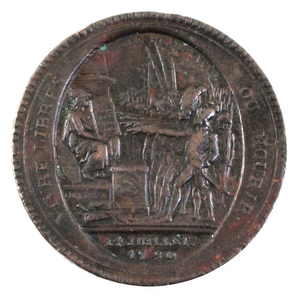 Historic Find! French Revolution 1792 Monneron Brothers 5 Sols Token in Choice Mint State. Designed 